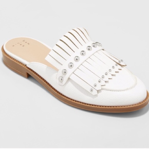 a new day Shoes - White Karoline Loafer Backless Mule With Hardware